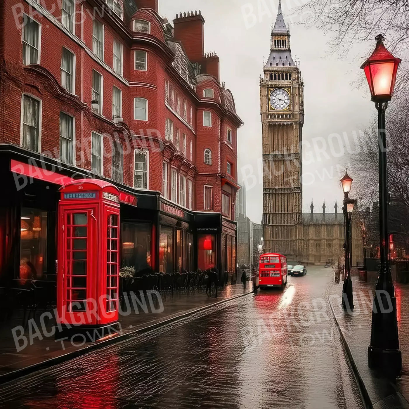 London Street 8’x8’ Fleece (96 x 96 inch) Backdrop