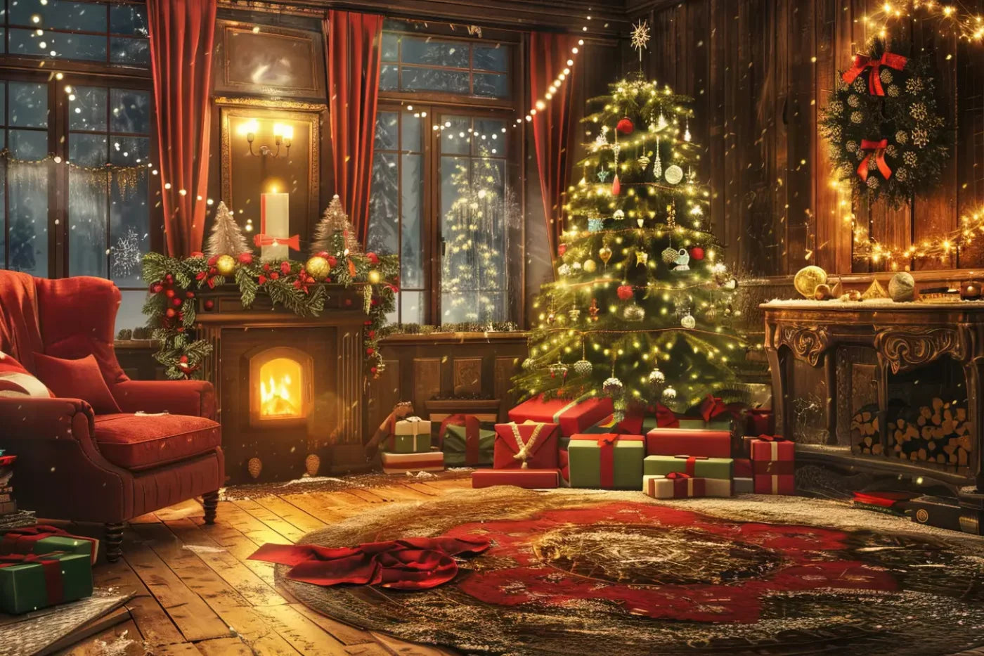 Magic Christmas Living 12’X8’ Ultracloth (144 X 96 Inch) Backdrop