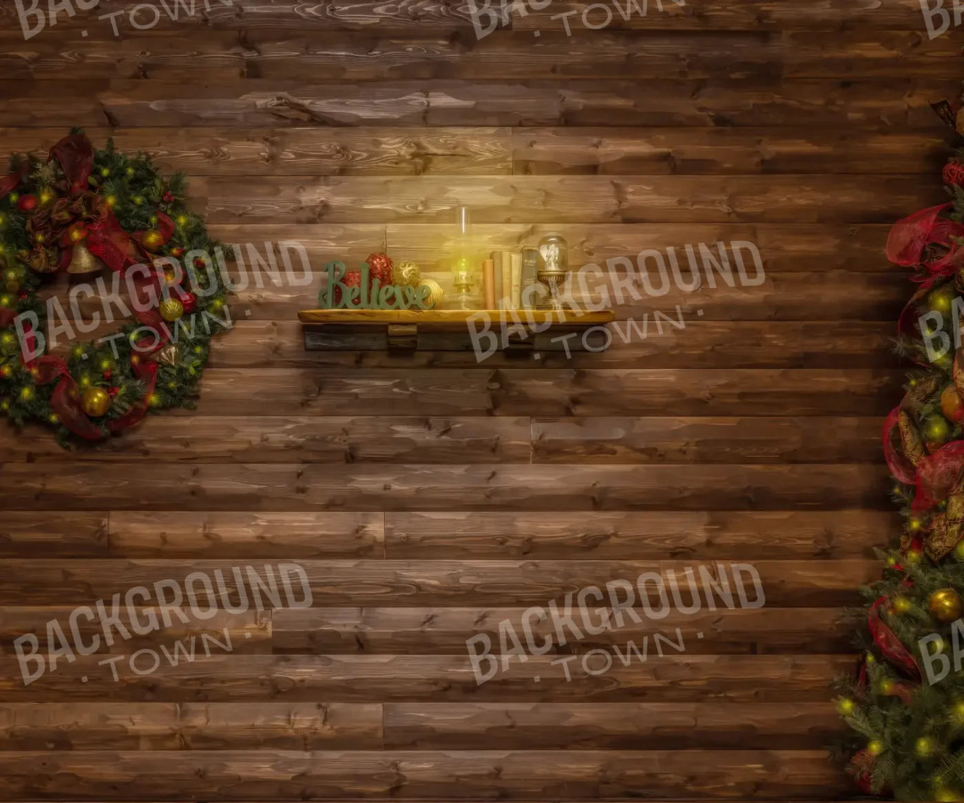 Magic of Santa Believe Wall Tree / No Presents 12’x10’ UltraCloth (144 x 120 inch) Backdrop