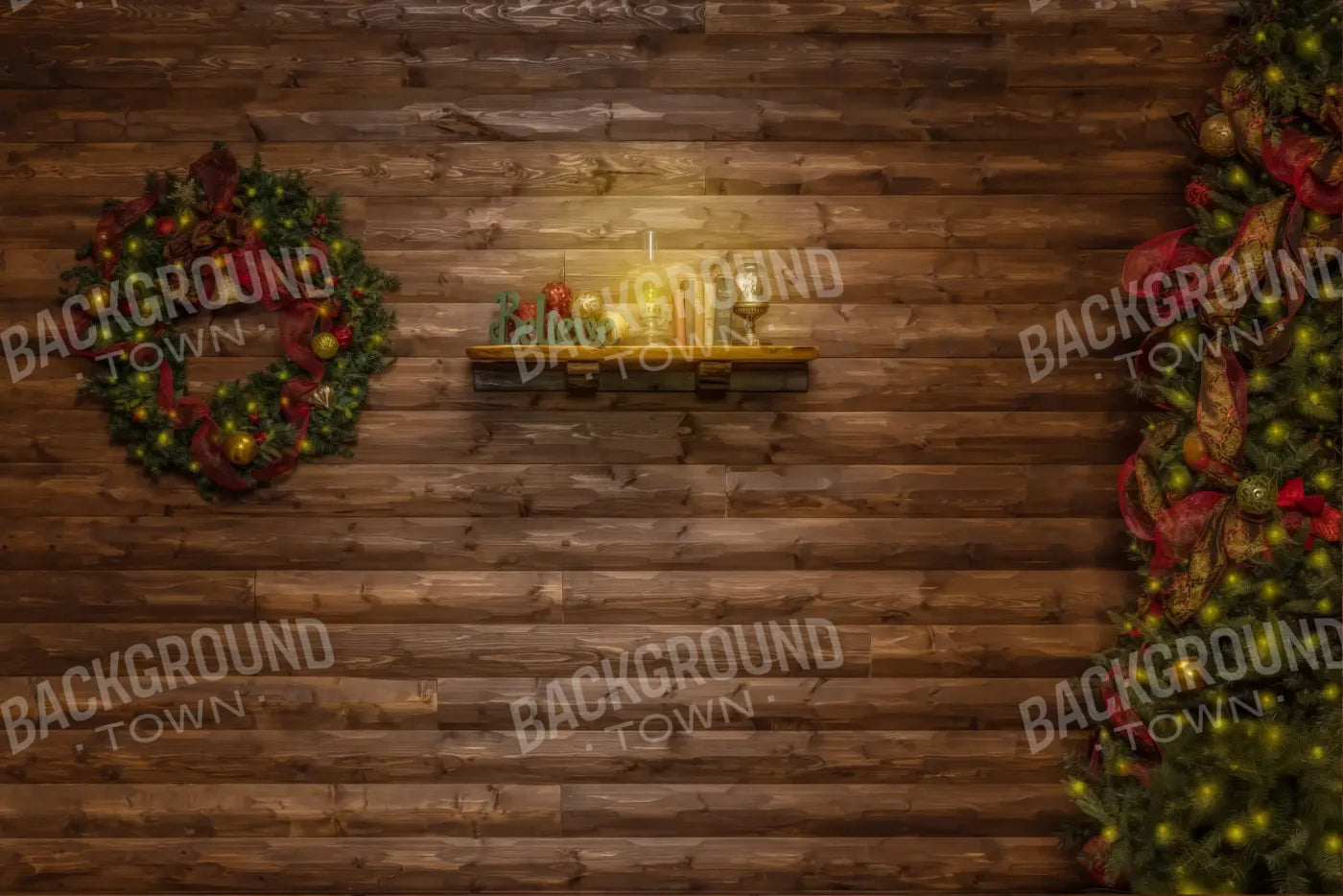 Magic of Santa Believe Wall Tree / No Presents 12’x8’ UltraCloth (144 x 96 inch) Backdrop