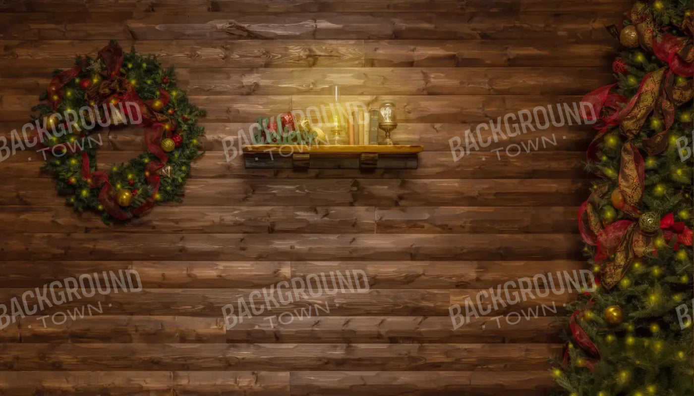 Magic of Santa Believe Wall Tree / No Presents 14’x8’ UltraCloth (168 x 96 inch) Backdrop