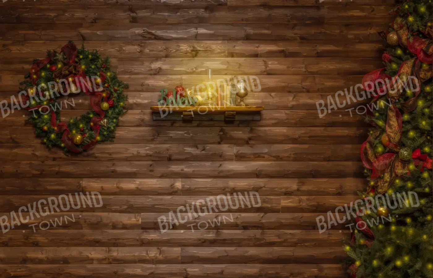 Magic of Santa Believe Wall Tree / No Presents 14’x9’ UltraCloth (168 x 108 inch) Backdrop