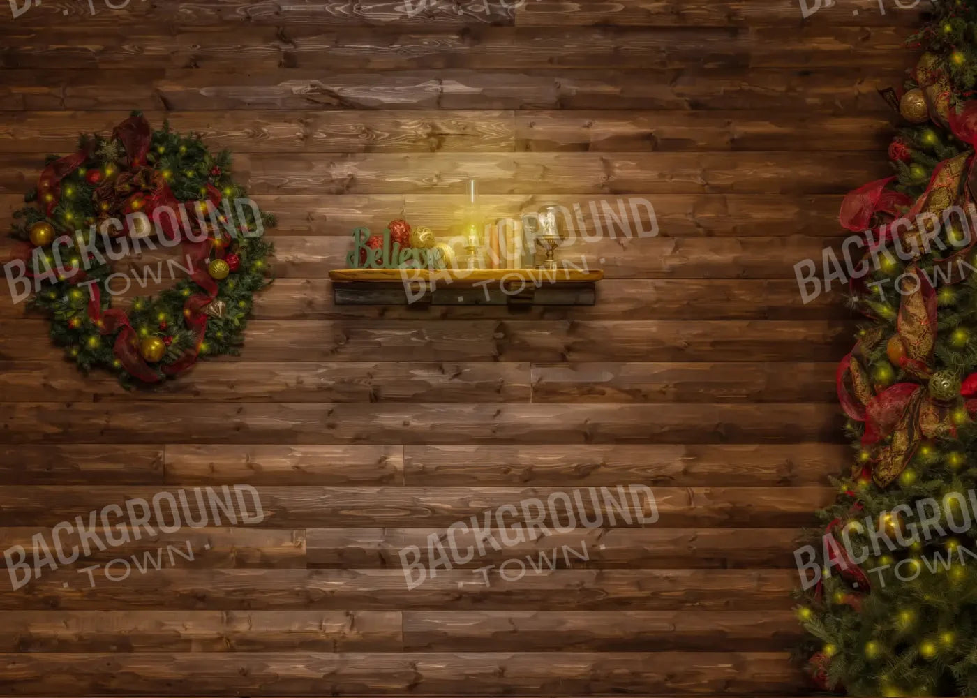 Magic of Santa Believe Wall Tree / No Presents 7’x5’ UltraCloth (84 x 60 inch) Backdrop