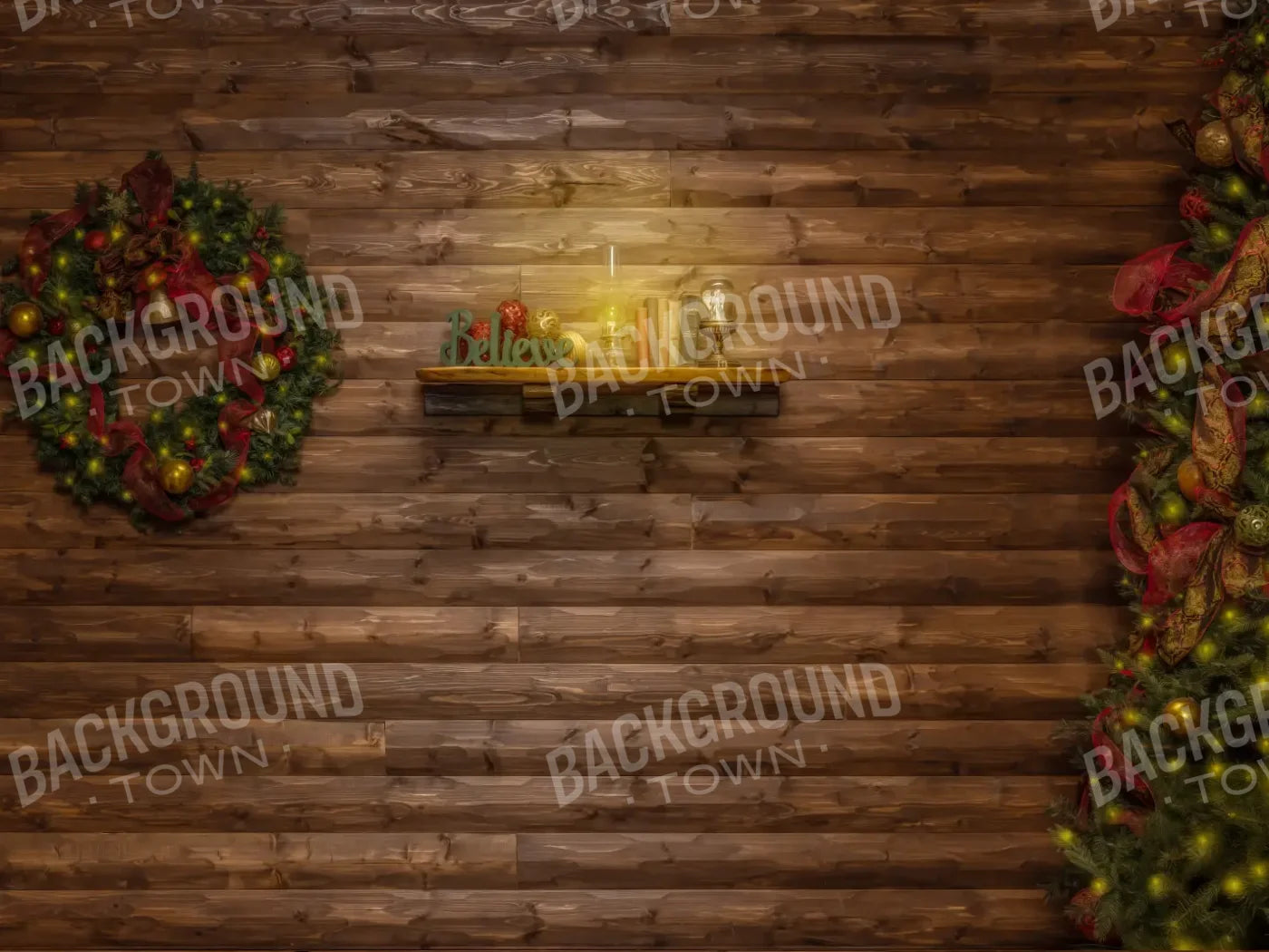 Magic of Santa Believe Wall Tree / No Presents 8’x6’ Fleece (96 x 72 inch) Backdrop