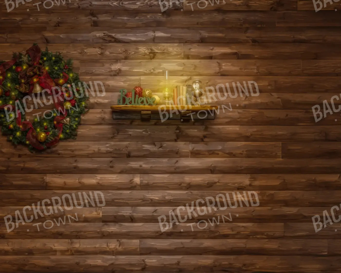 Magic of Santa Believe Wall Wreath 10’x8’ Fleece (120 x 96 inch) Backdrop