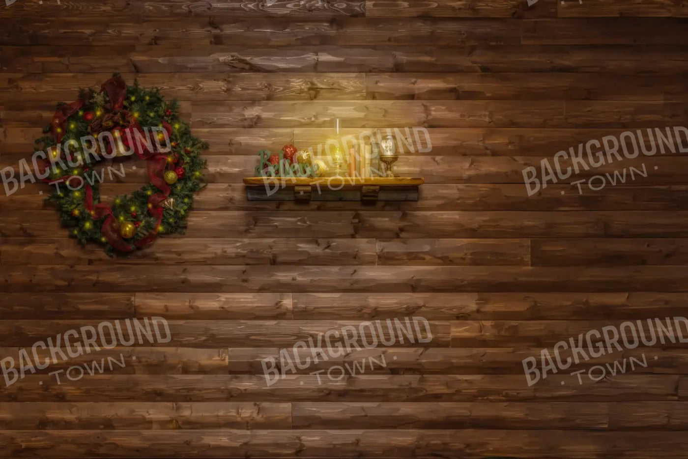 Magic of Santa Believe Wall Wreath 12’x8’ UltraCloth (144 x 96 inch) Backdrop