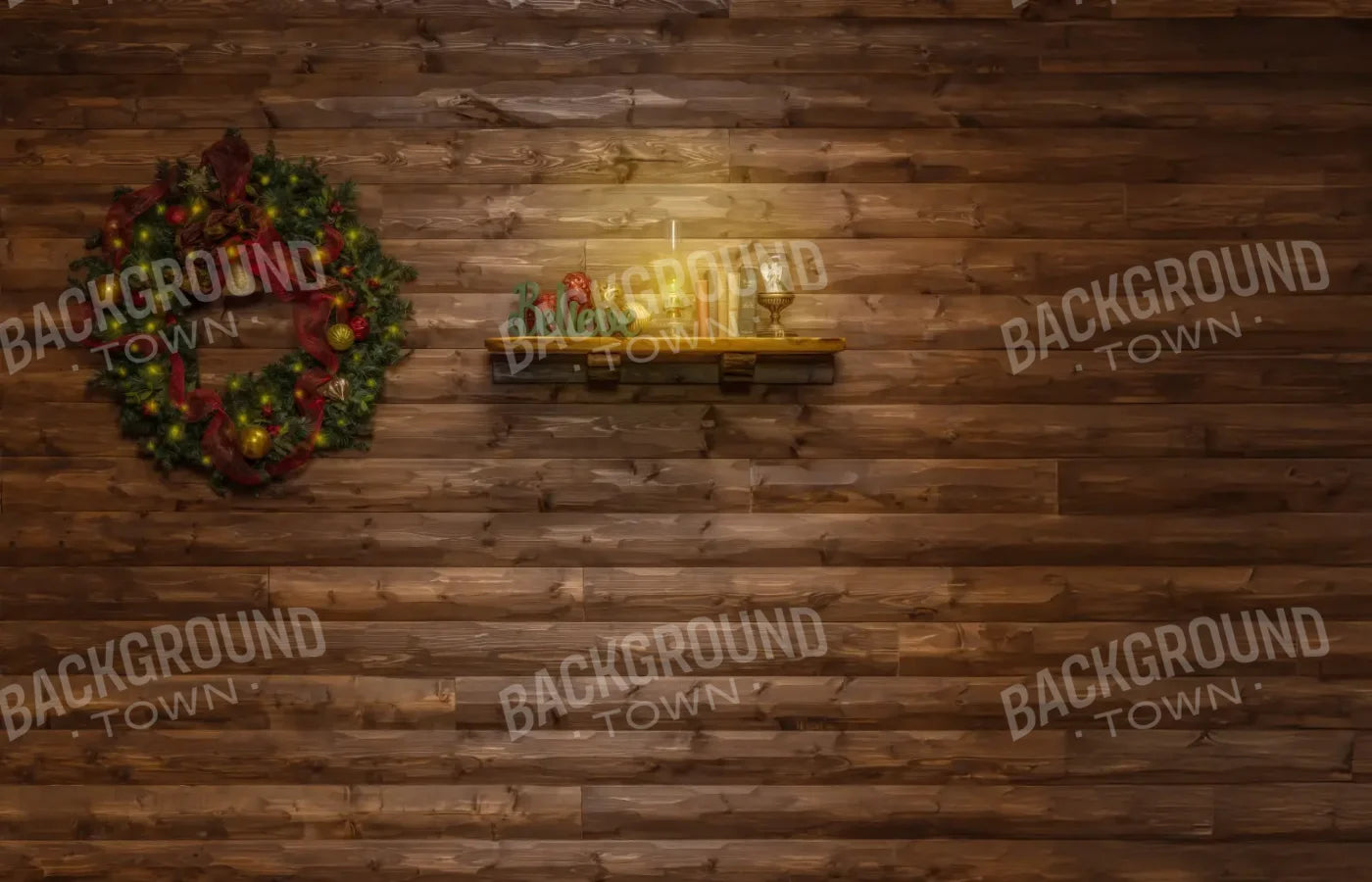 Magic of Santa Believe Wall Wreath 14’x9’ UltraCloth (168 x 108 inch) Backdrop