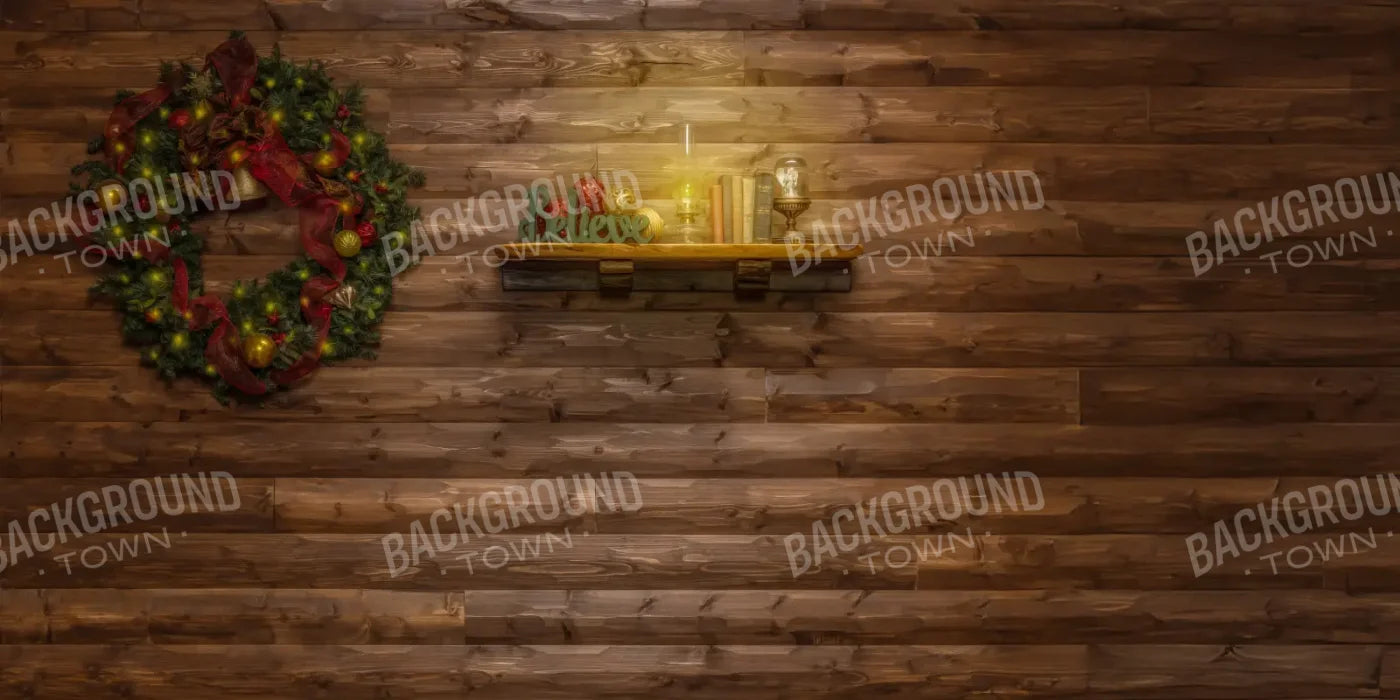 Magic of Santa Believe Wall Wreath 16’x8’ UltraCloth (192 x 96 inch) Backdrop