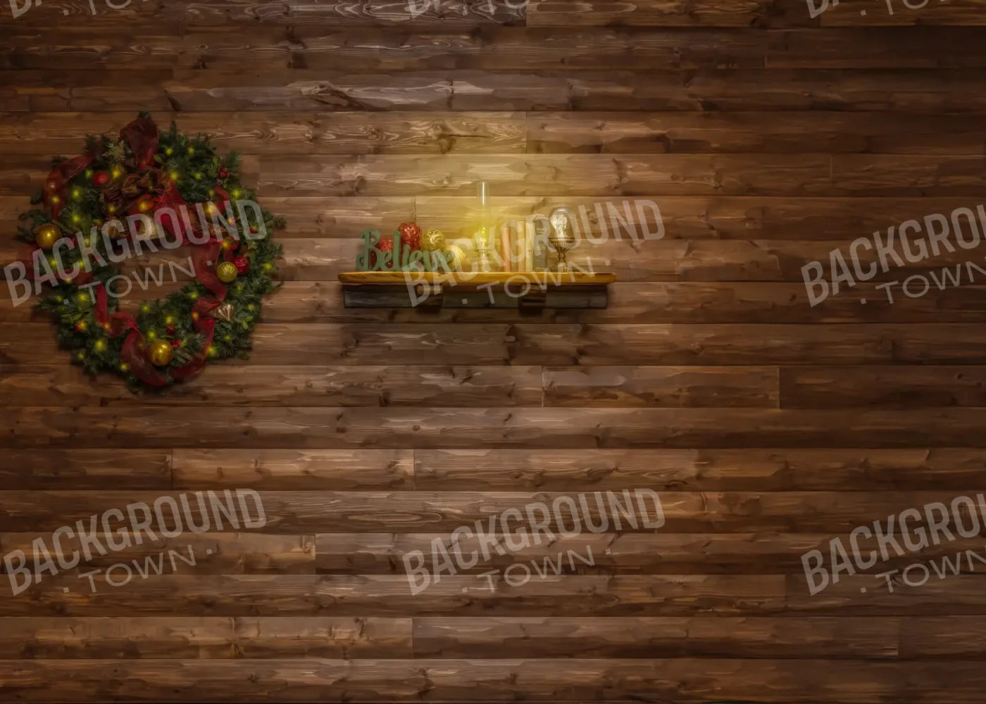 Magic of Santa Believe Wall Wreath 7’x5’ UltraCloth (84 x 60 inch) Backdrop