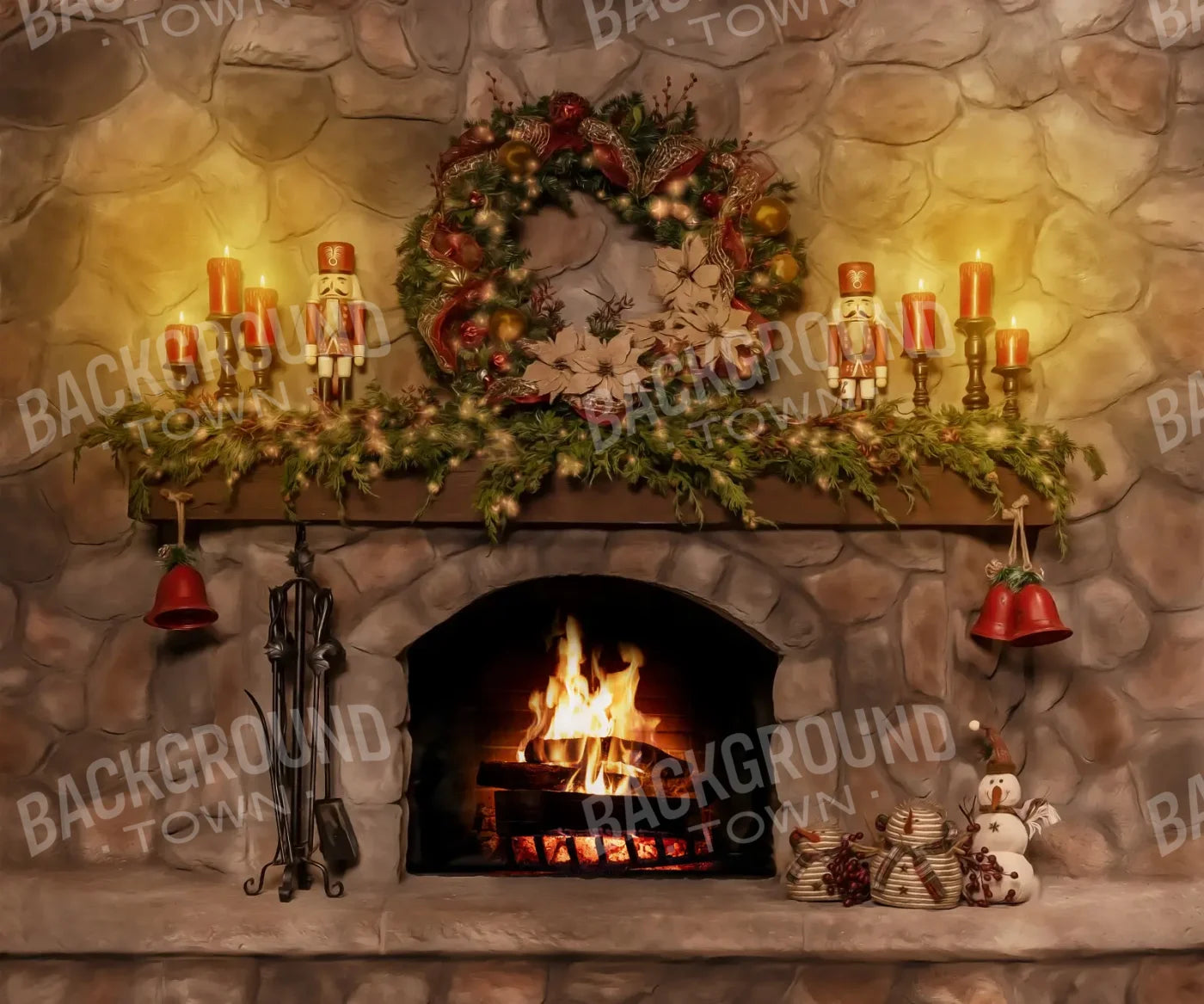 Magic of Santa Coble Fire Place 12’x10’ UltraCloth (144 x 120 inch) Backdrop