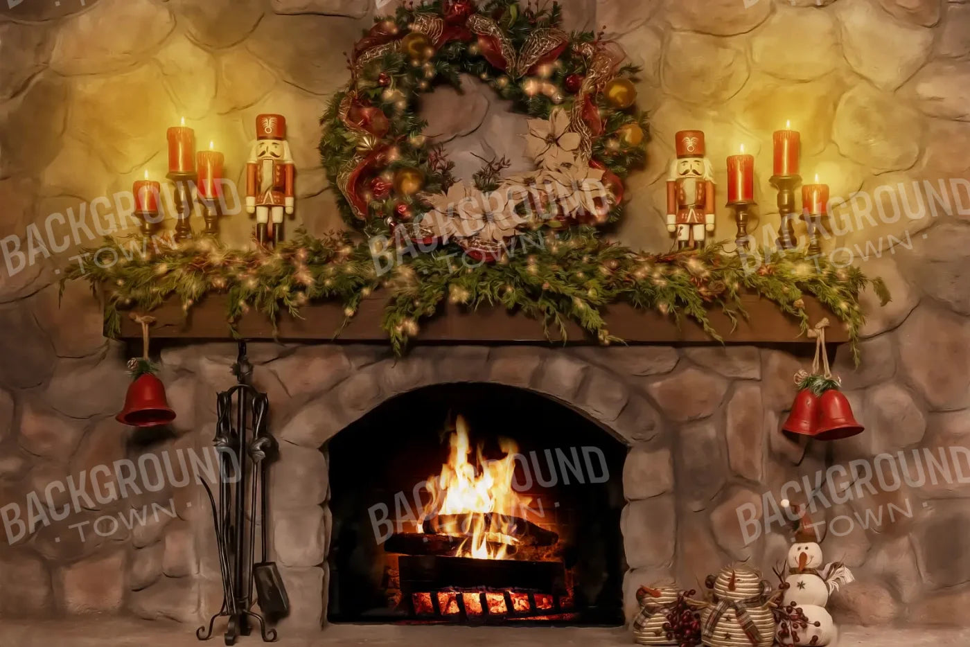 Magic of Santa Coble Fire Place 12’x8’ UltraCloth (144 x 96 inch) Backdrop