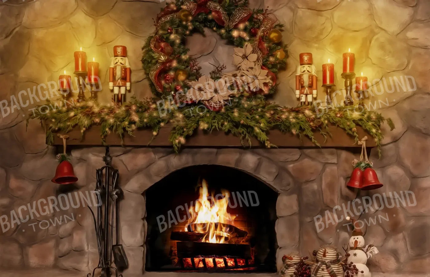 Magic of Santa Coble Fire Place 14’x9’ UltraCloth (168 x 108 inch) Backdrop