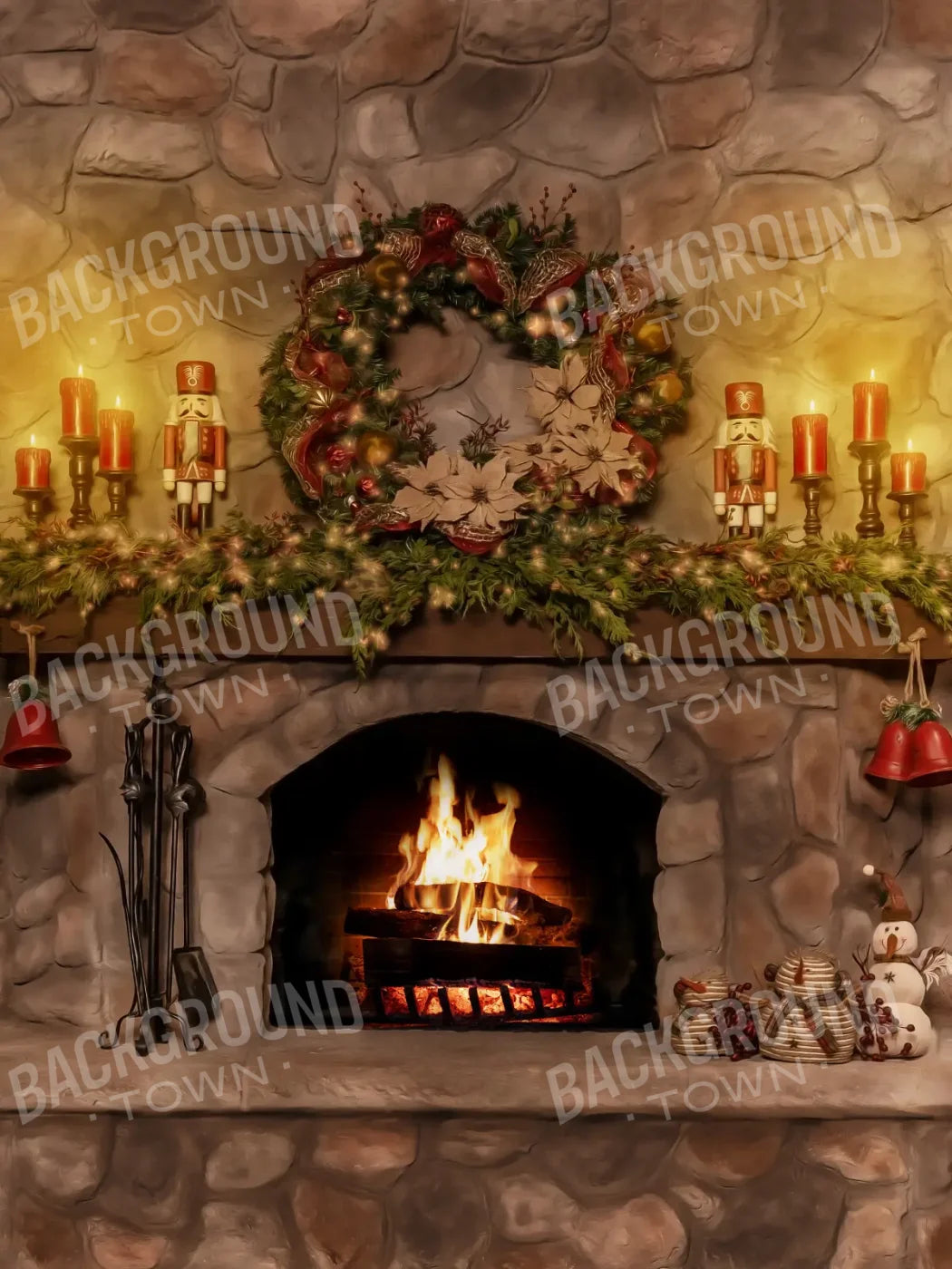 Magic of Santa Coble Fire Place 6’x8’ Fleece (72 x 96 inch) Backdrop