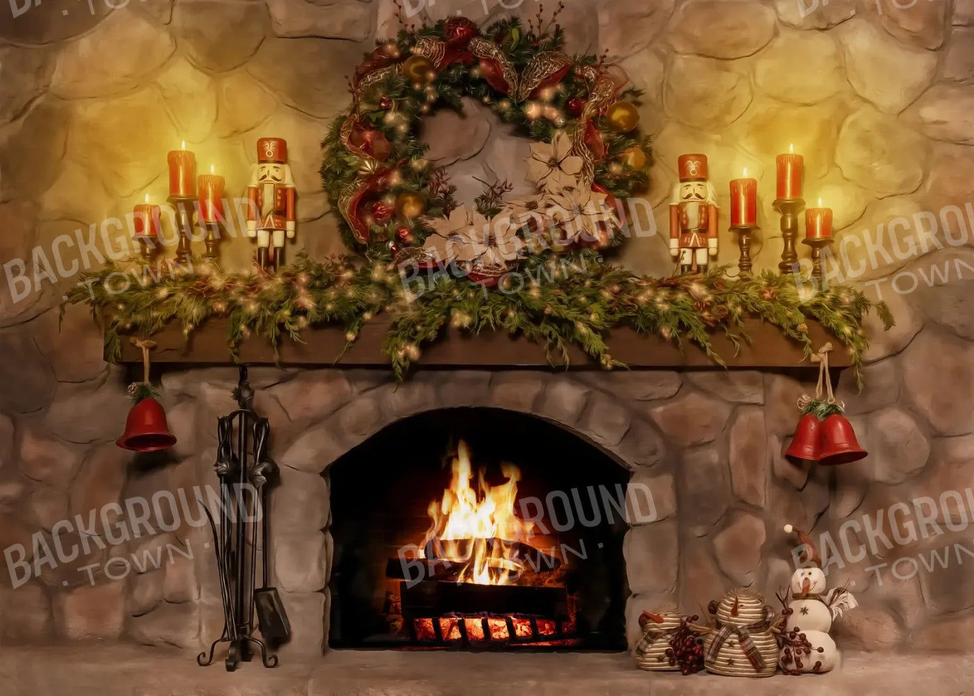 Magic of Santa Coble Fire Place 7’x5’ UltraCloth (84 x 60 inch) Backdrop