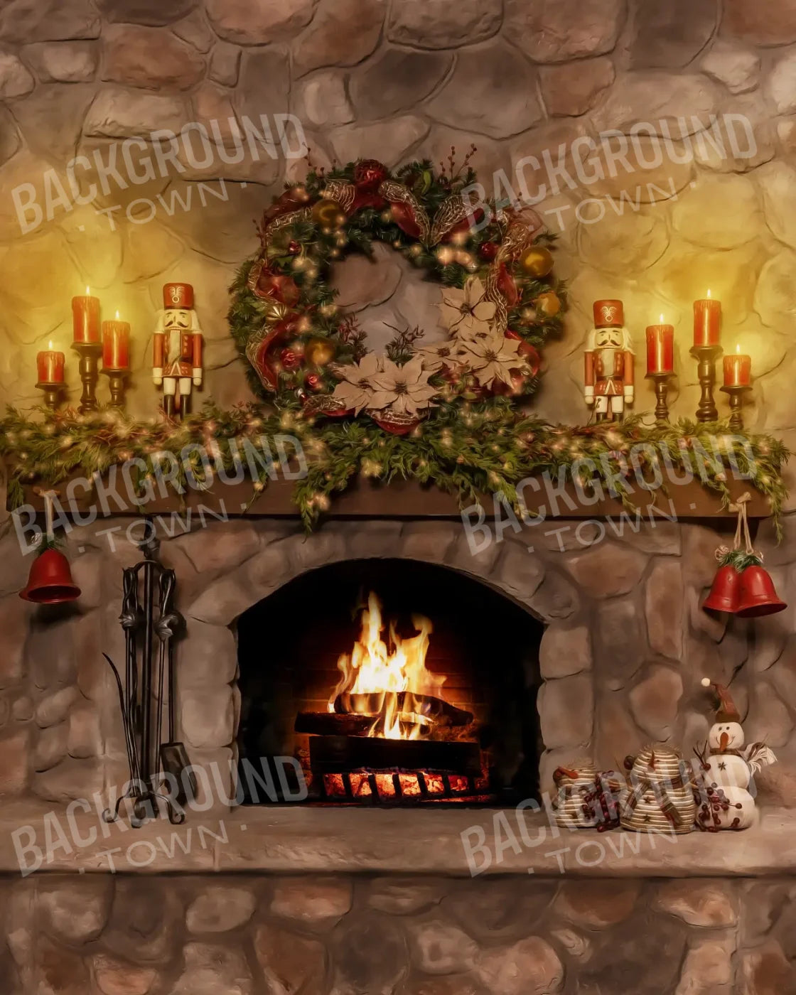 Magic of Santa Coble Fire Place 8’x10’ Fleece (96 x 120 inch) Backdrop