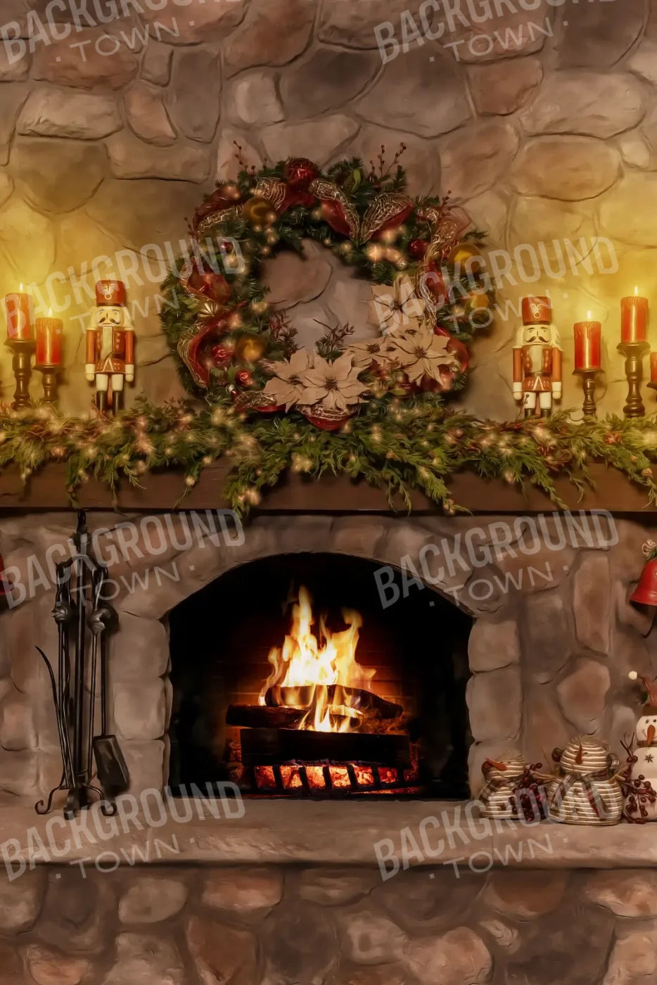 Magic of Santa Coble Fire Place 8’x12’ UltraCloth (96 x 144 inch) Backdrop