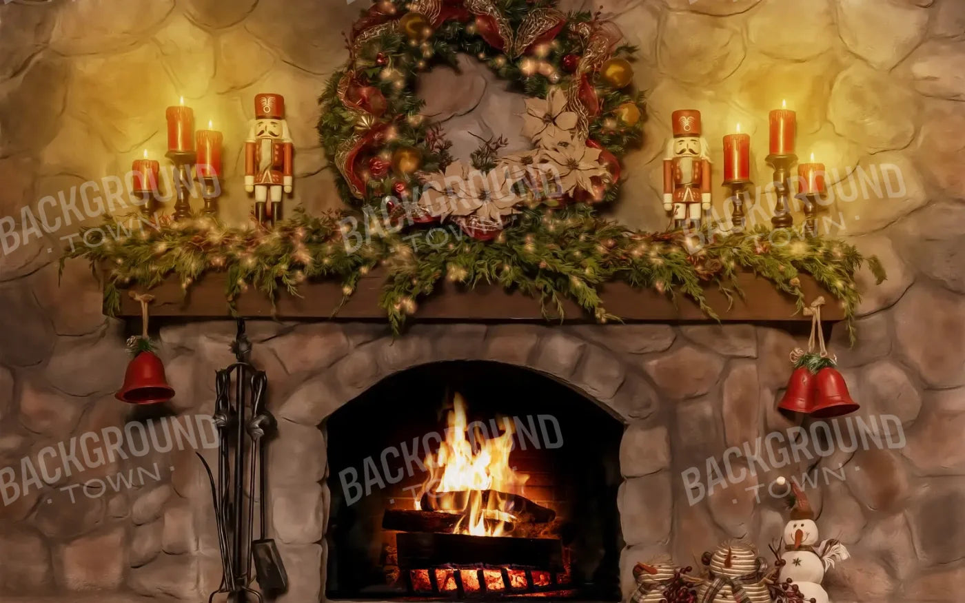 Magic of Santa Coble Fire Place 8’x5’ UltraCloth (96 x 60 inch) Backdrop