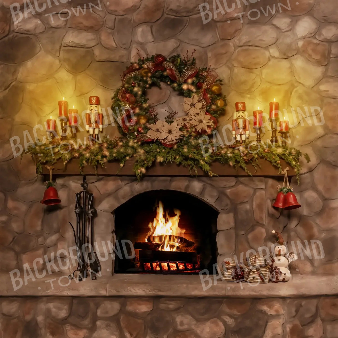 Magic of Santa Coble Fire Place 8’x8’ Fleece (96 x 96 inch) Backdrop
