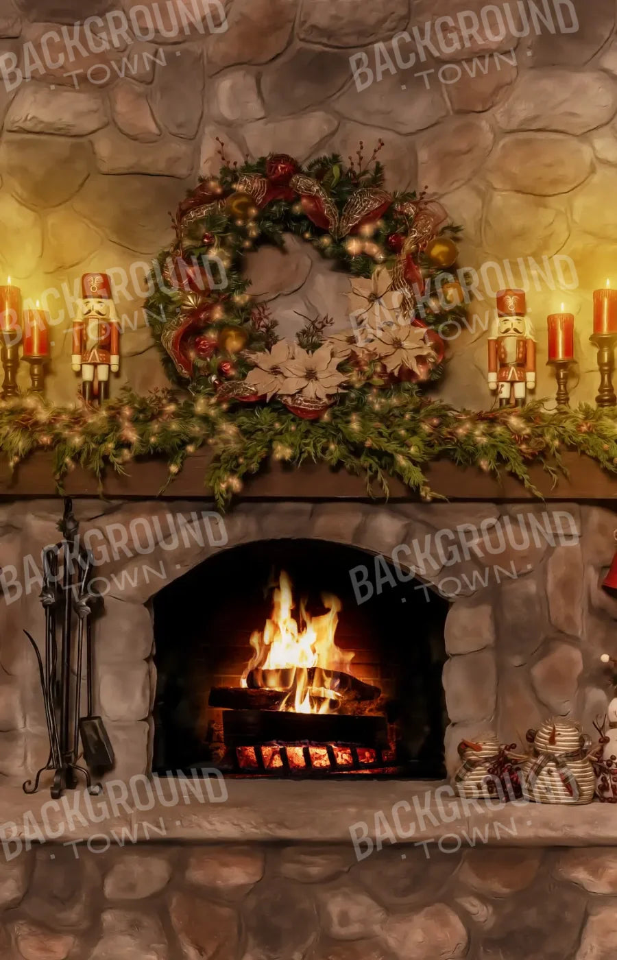 Magic of Santa Coble Fire Place 9’x14’ UltraCloth (108 x 168 inch) Backdrop