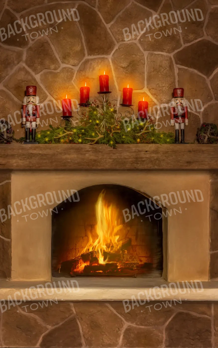 Magic of Santa Flagstone Fire Place 5’x8’ UltraCloth (60 x 96 inch) Backdrop