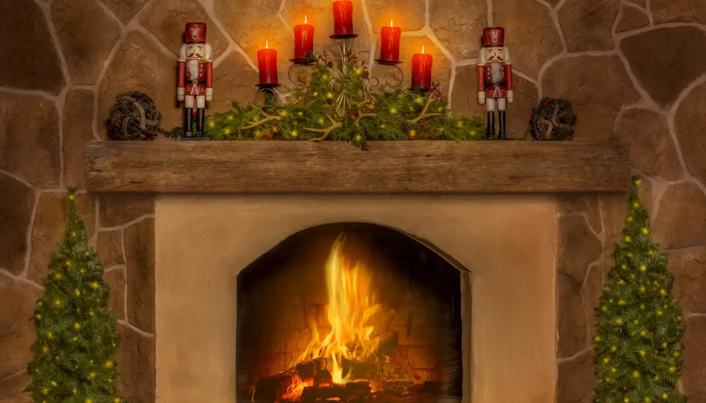 Magic of Santa Flagstone Fire Place Backdrop