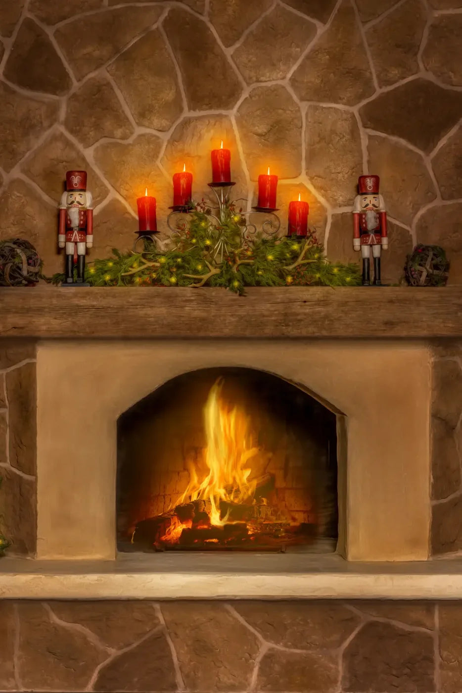 Magic of Santa Flagstone Fire Place Backdrop