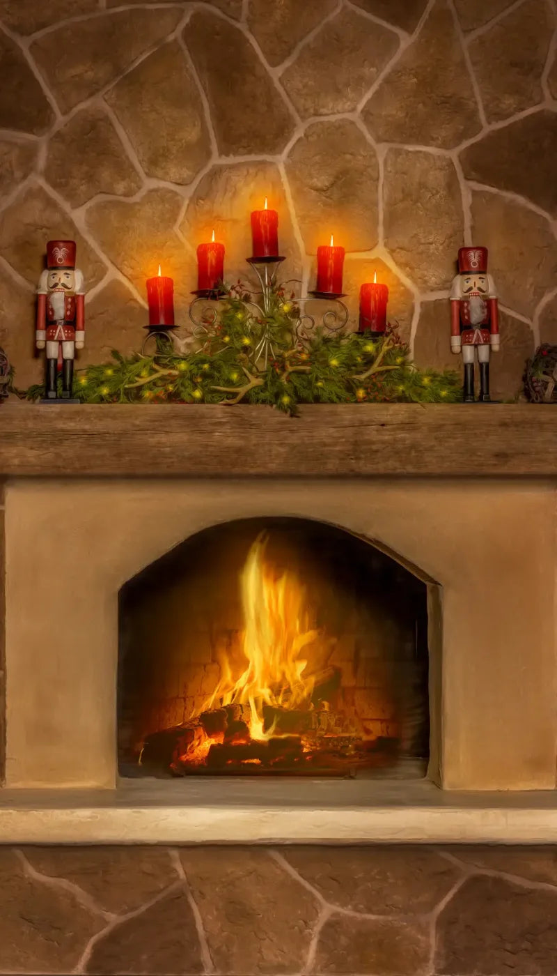 Magic of Santa Flagstone Fire Place Backdrop