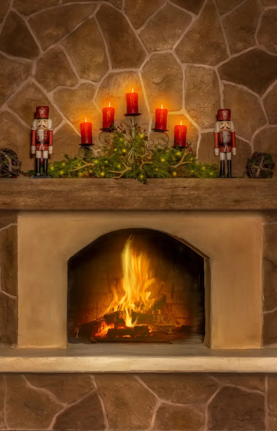Magic of Santa Flagstone Fire Place Backdrop