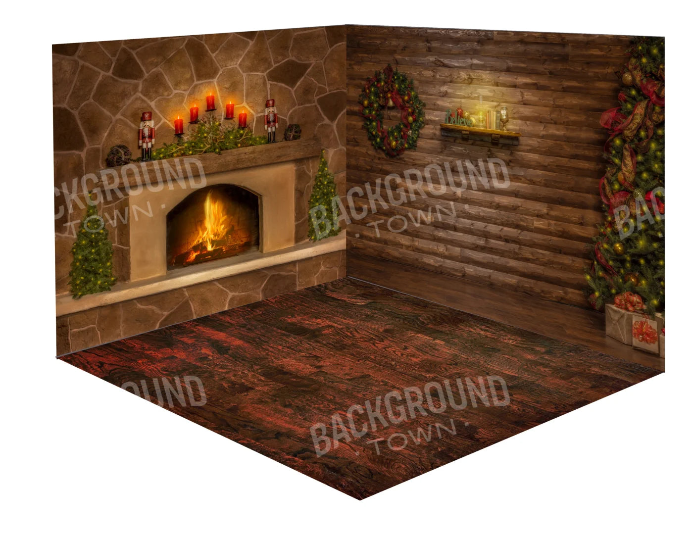 Magic of Santa Flagstone Fireplace with Tree
