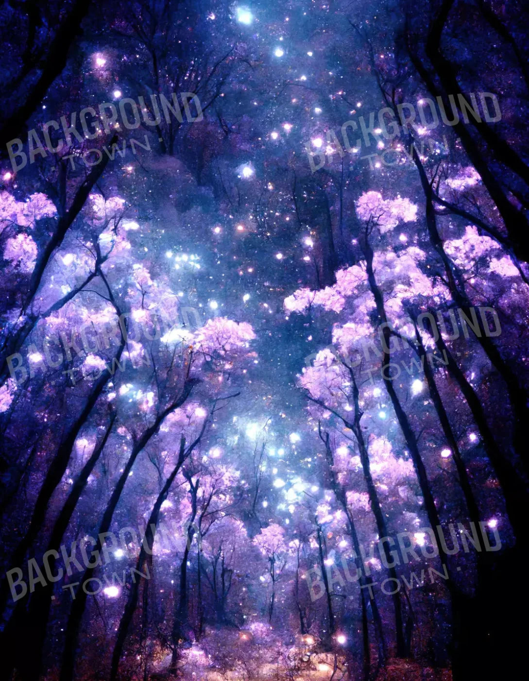 Magical Forest Night 6X8 Fleece ( 72 X 96 Inch ) Backdrop