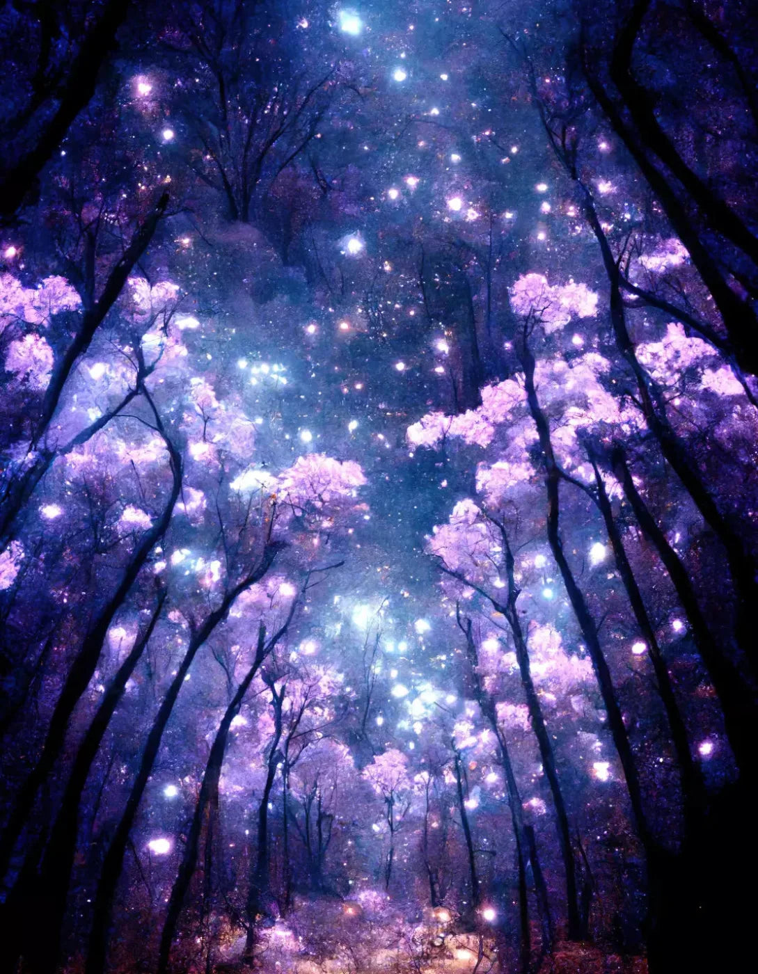 Magical Forest Night 6X8 Fleece ( 72 X 96 Inch ) Backdrop