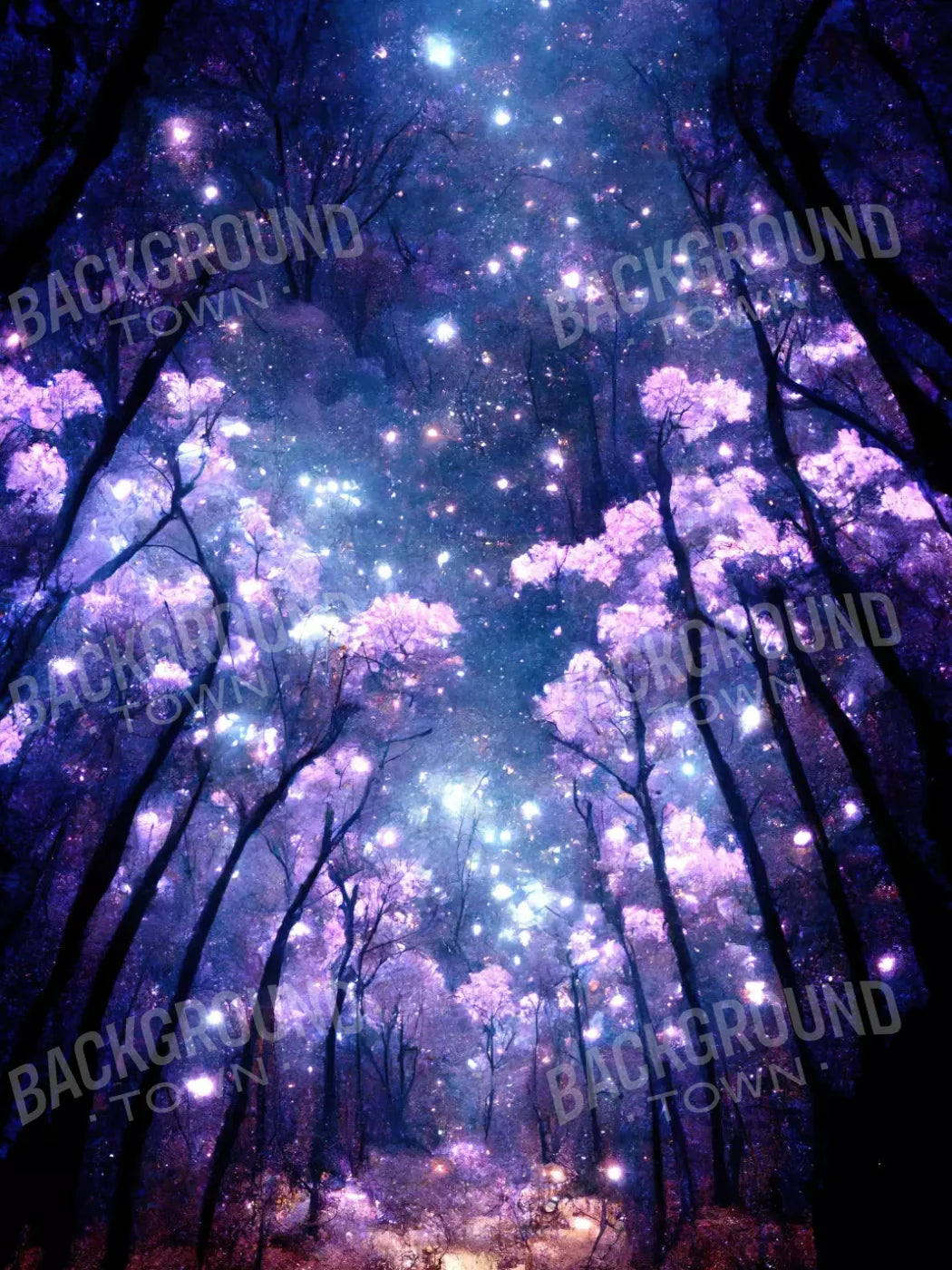 Magical Forest Night 8X10 Fleece ( 96 X 120 Inch ) Backdrop