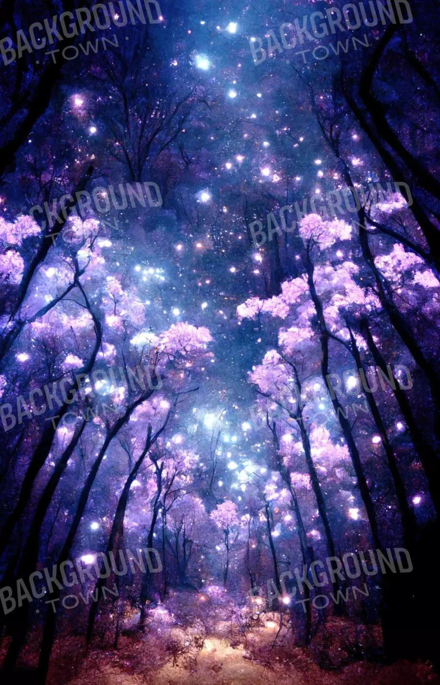 Magical Forest Night 8X12 Ultracloth ( 96 X 144 Inch ) Backdrop