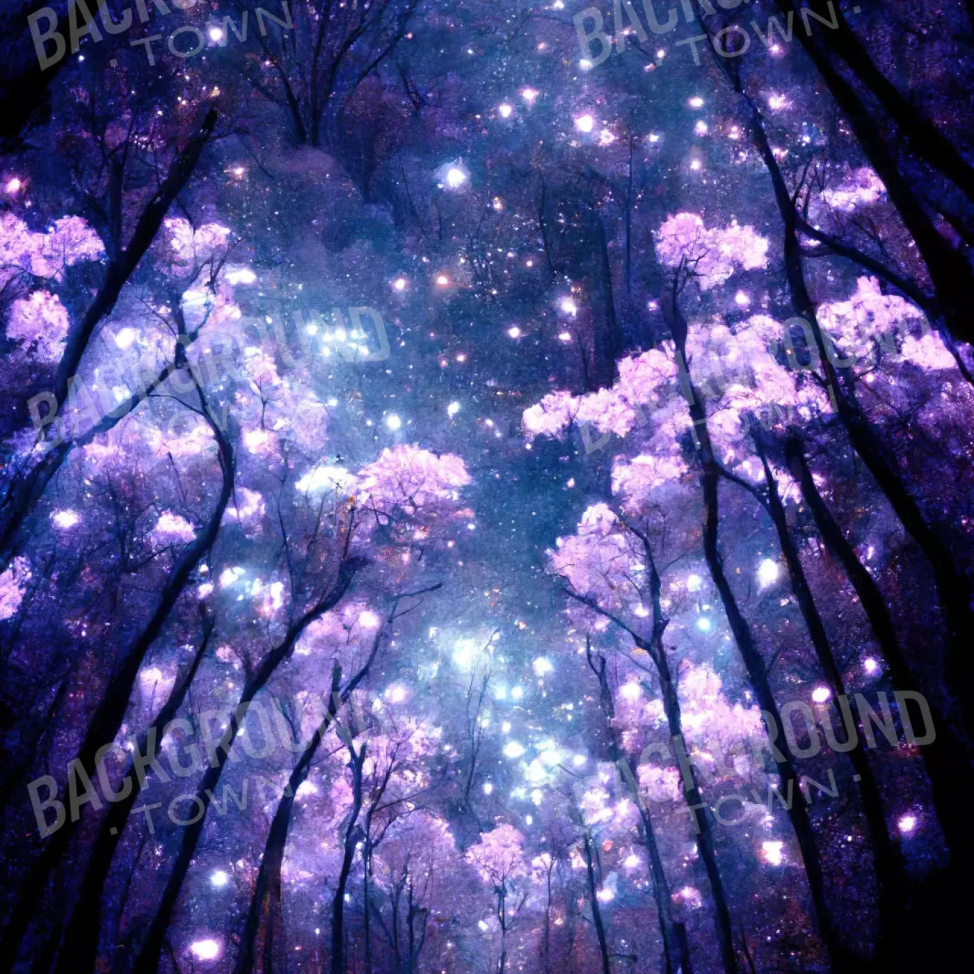 Magical Forest Night 8X8 Fleece ( 96 X Inch ) Backdrop