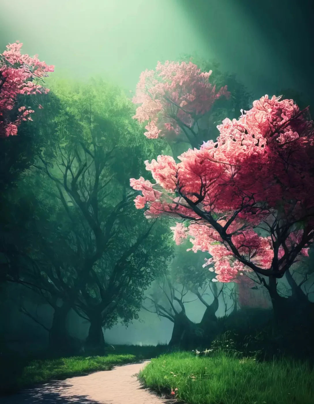 Magnolia Path 6X8 Fleece ( 72 X 96 Inch ) Backdrop