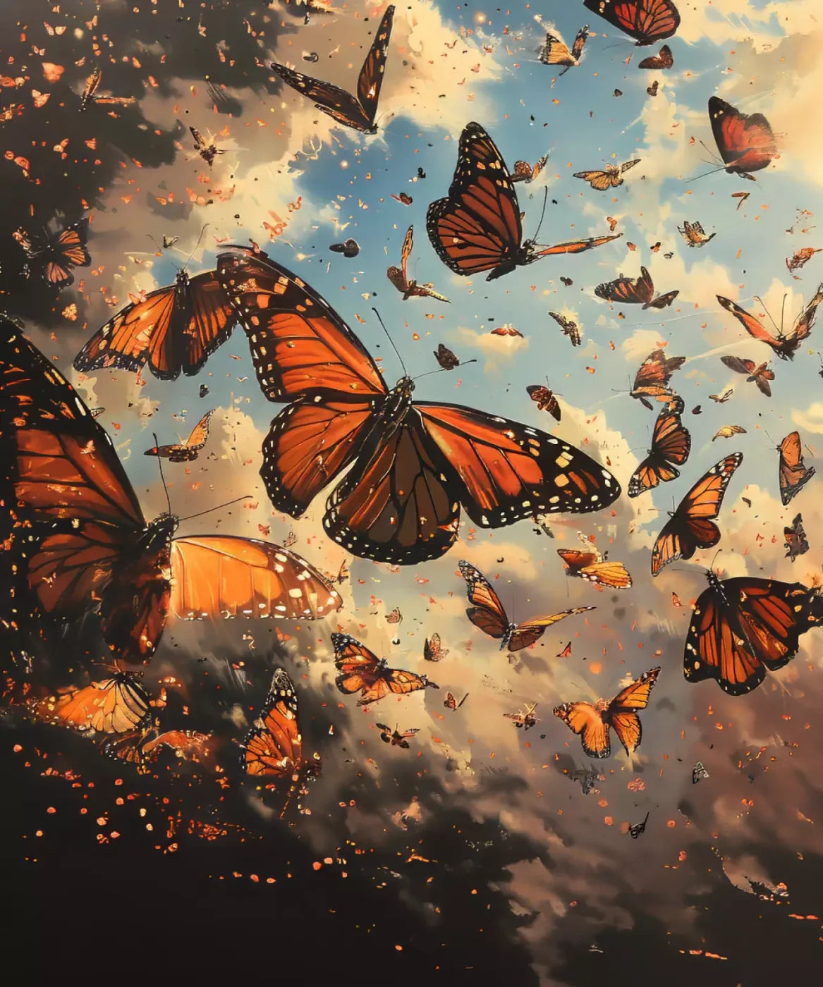butterflies, Orange , Black Backdrop for Photography