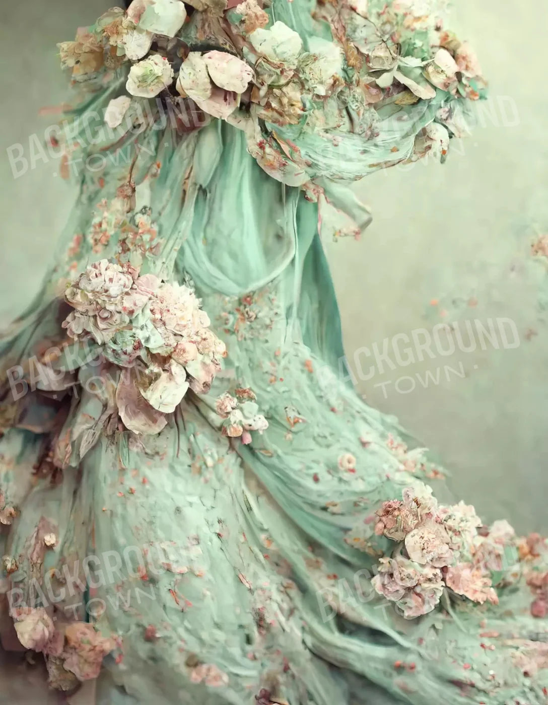 Mint Train 6X8 Fleece ( 72 X 96 Inch ) Backdrop