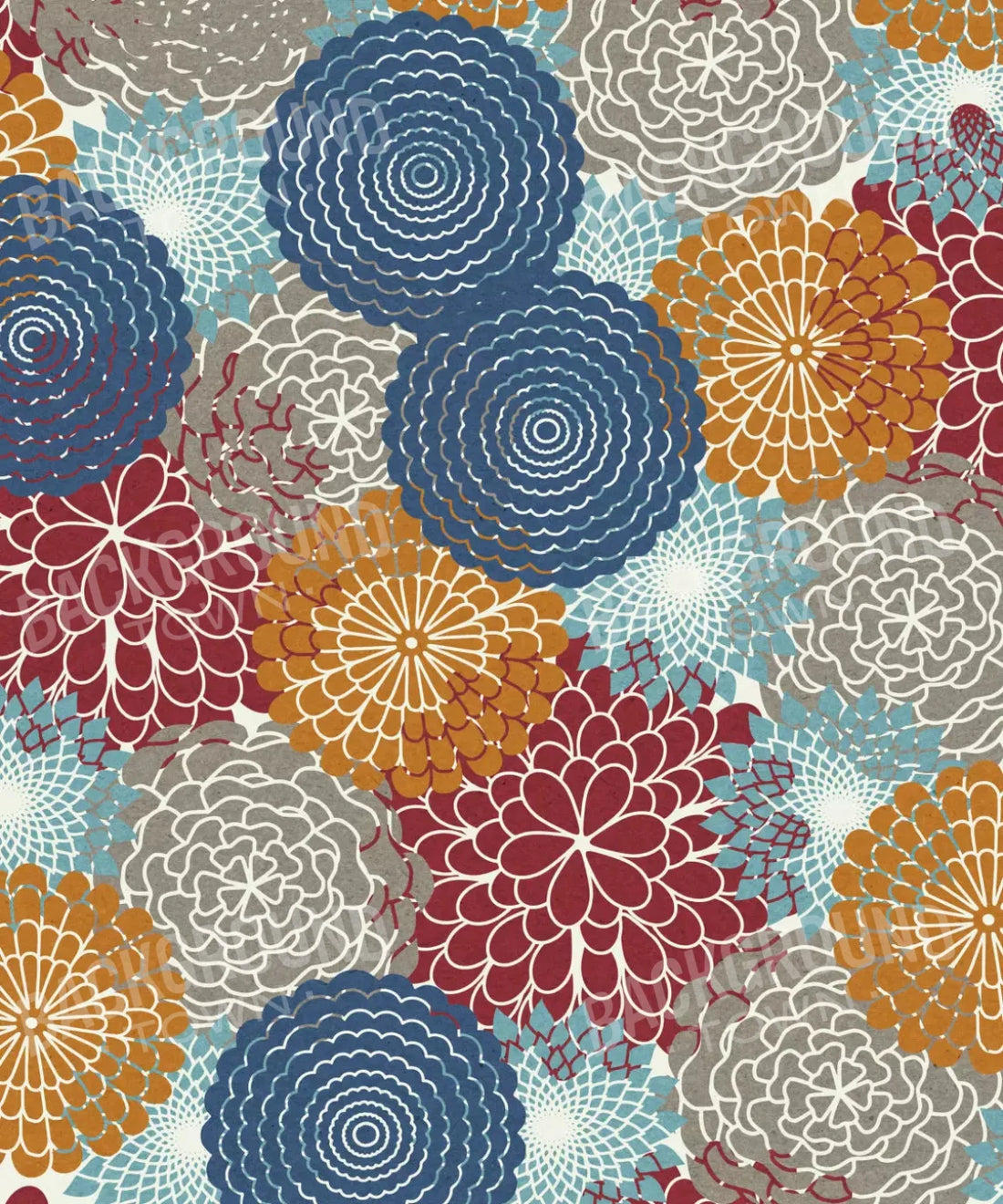 Blue Floral Backdrop for Photography