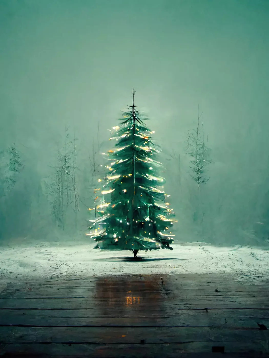Misty Christmas 5’X6’8’ Fleece (60 X 80 Inch) Backdrop
