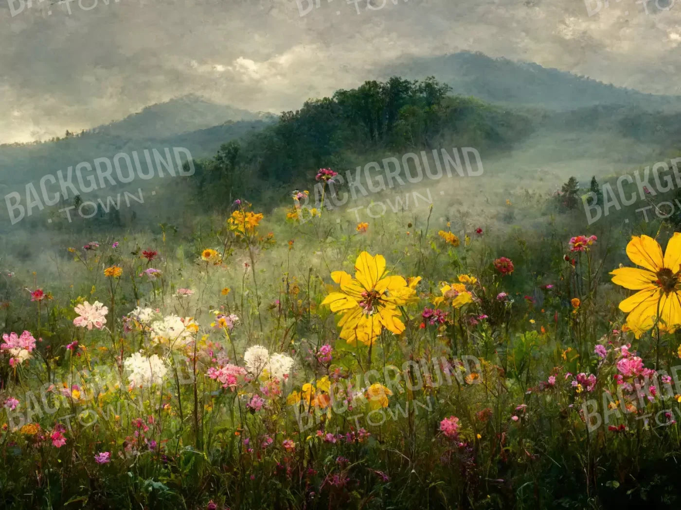 Mountain Meadow 68X5 Fleece ( 80 X 60 Inch ) Backdrop