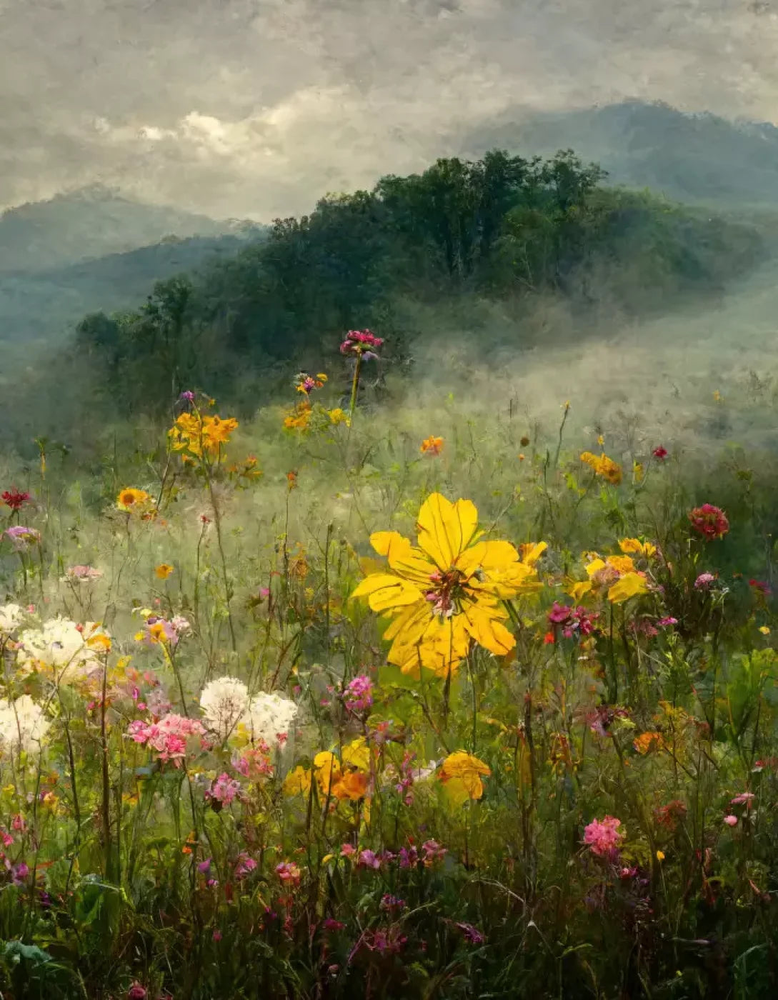 Mountain Meadow 6X8 Fleece ( 72 X 96 Inch ) Backdrop