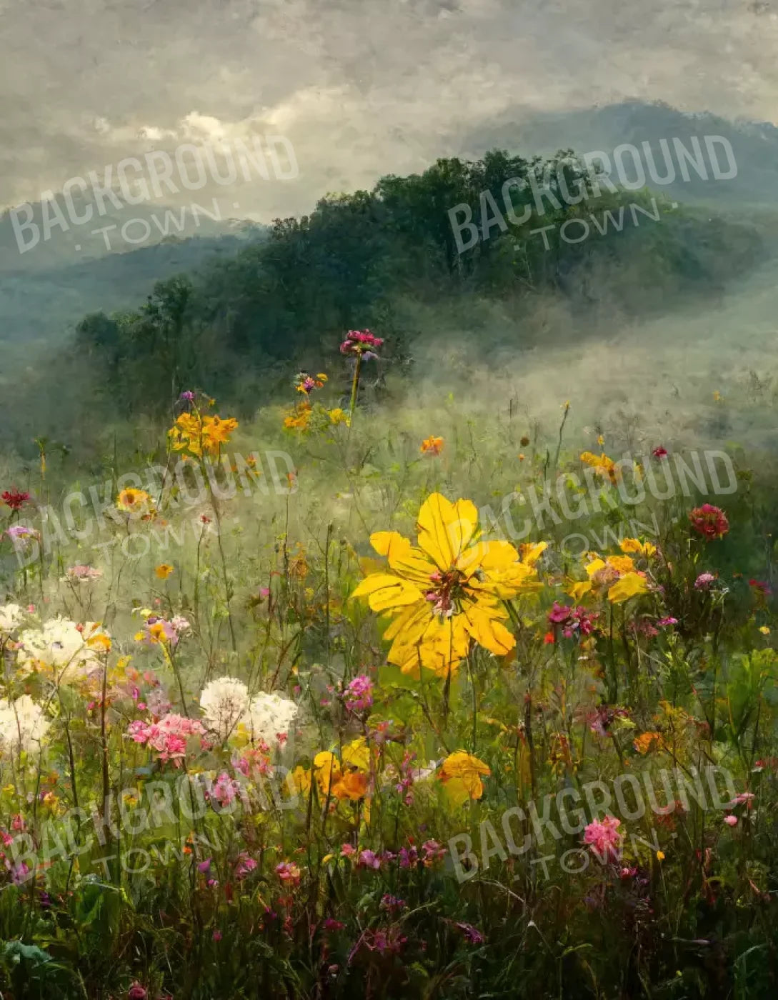 Mountain Meadow 6X8 Fleece ( 72 X 96 Inch ) Backdrop