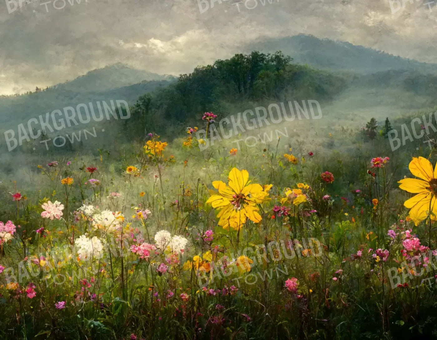 Mountain Meadow 8X6 Fleece ( 96 X 72 Inch ) Backdrop