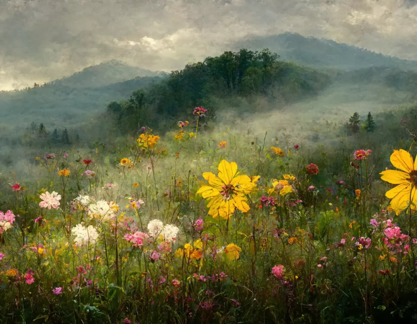 Mountain Meadow 8X6 Fleece ( 96 X 72 Inch ) Backdrop