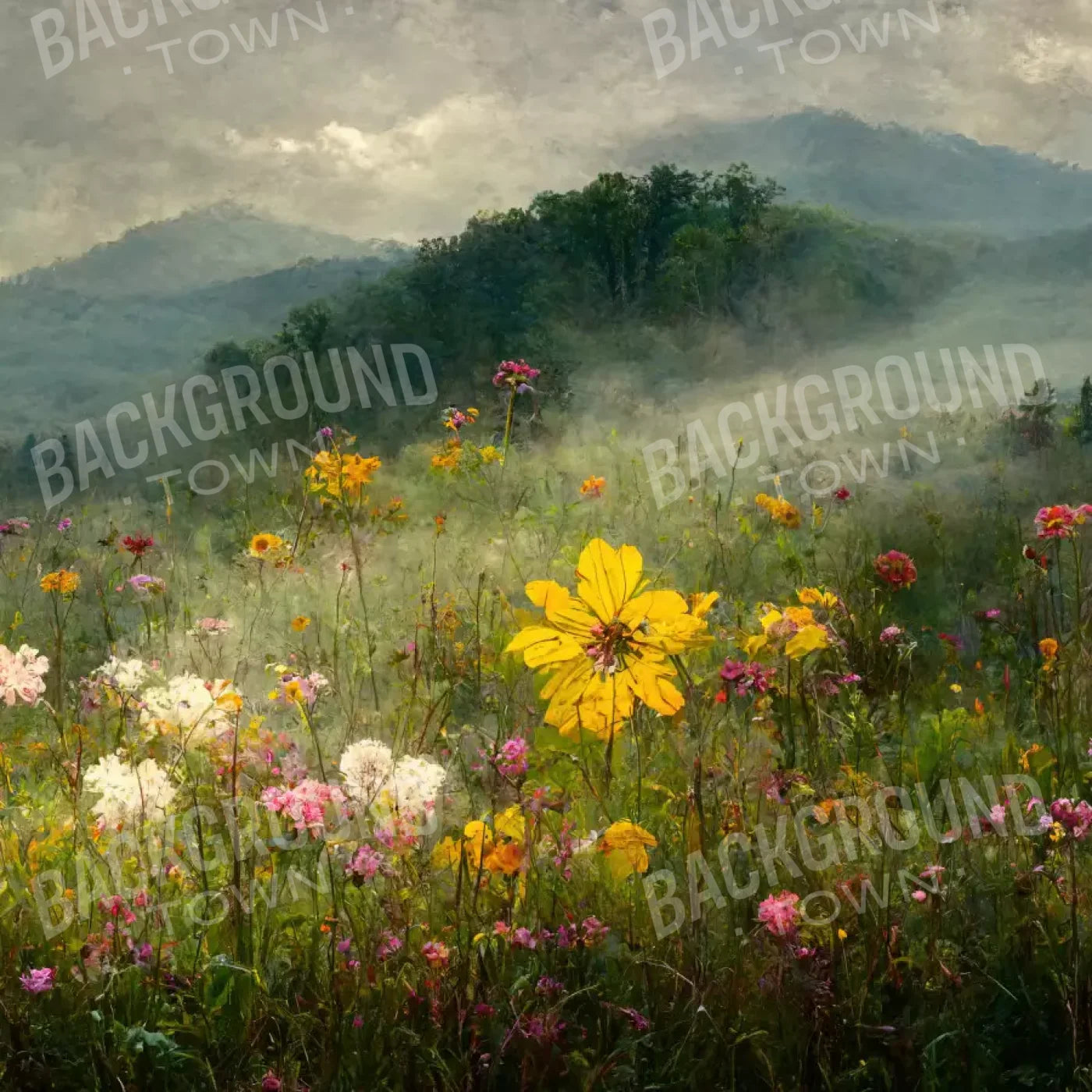 Mountain Meadow 8X8 Fleece ( 96 X Inch ) Backdrop