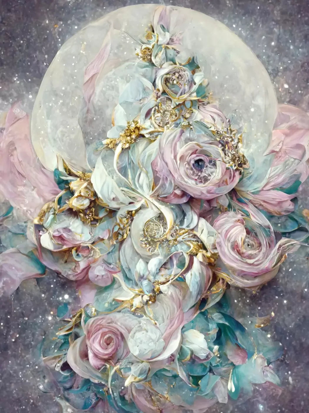 Moon Roses 5X68 Fleece ( 60 X 80 Inch ) Backdrop