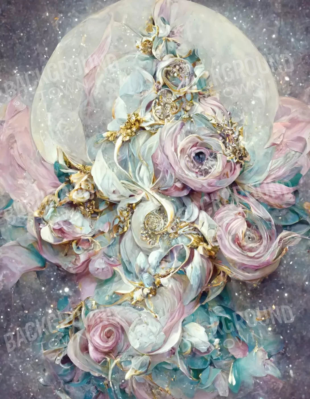 Moon Roses 6X8 Fleece ( 72 X 96 Inch ) Backdrop