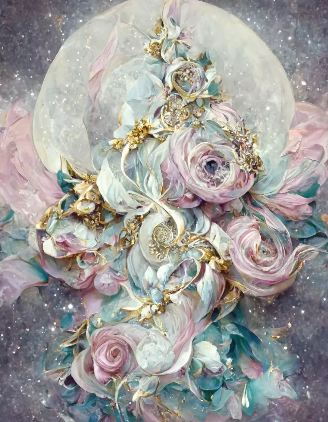 Moon Roses 6X8 Fleece ( 72 X 96 Inch ) Backdrop