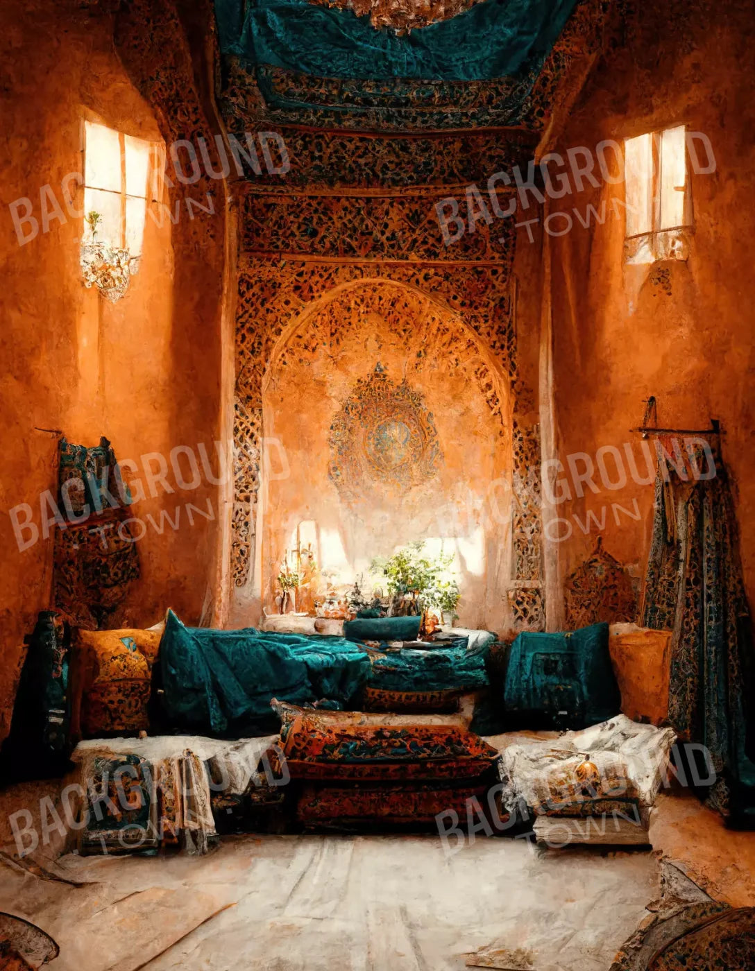 Moroccan Oasis 2 8X10 6X8 Fleece ( 72 X 96 Inch ) Backdrop