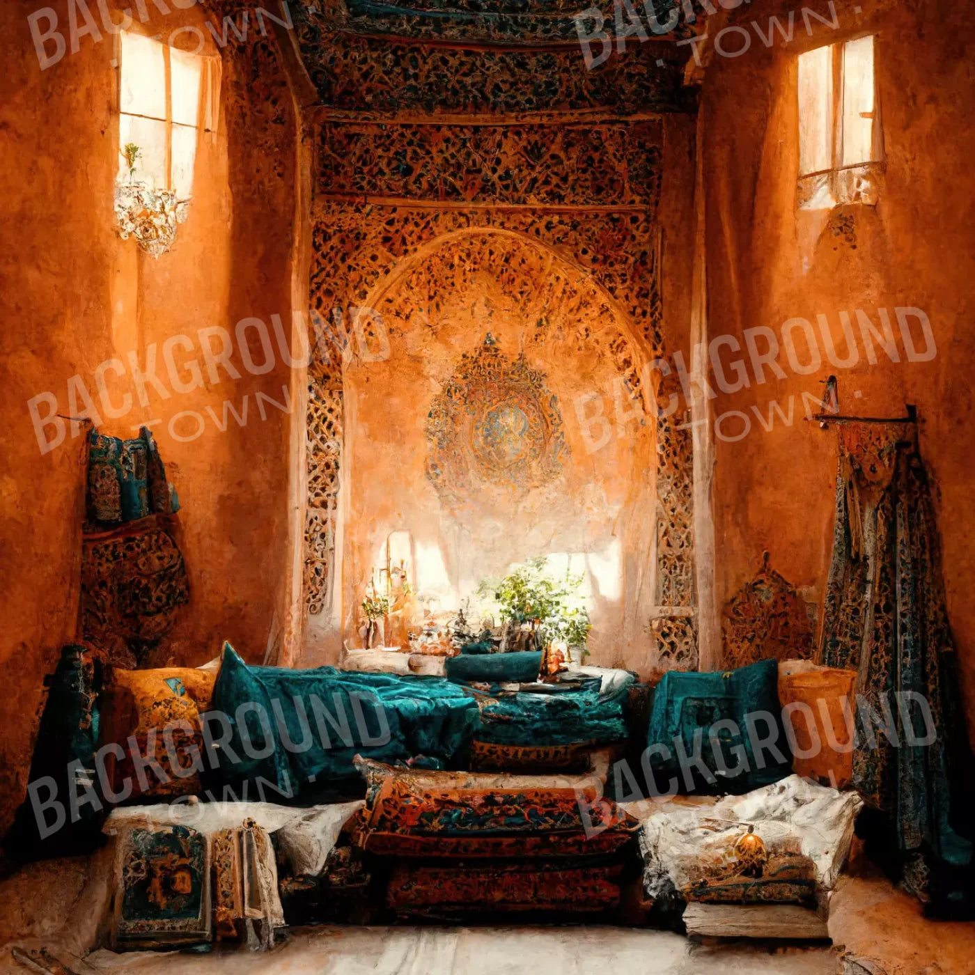Moroccan Oasis 2 8X10 8X8 Fleece ( 96 X Inch ) Backdrop